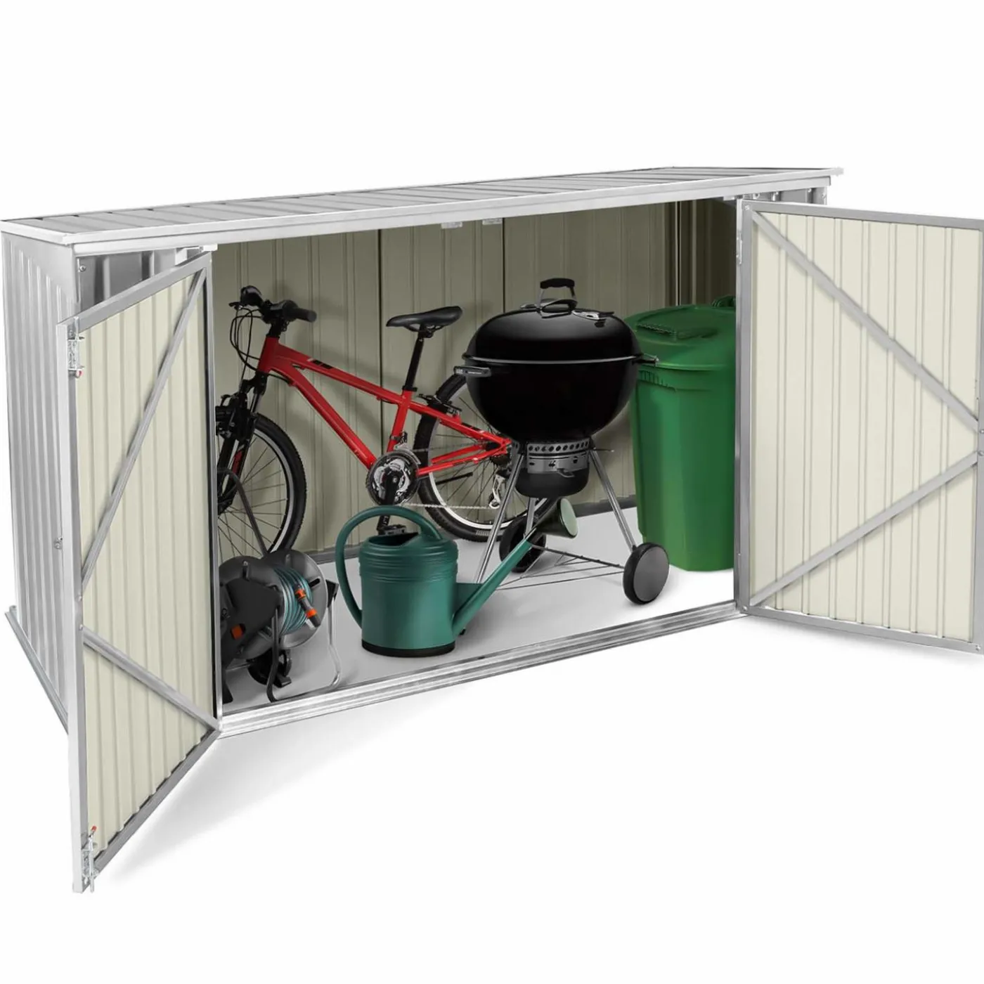 Abri de jardin multi-rangements en métal gris clair