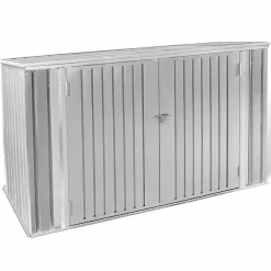 Abri de jardin multi-rangements en métal gris clair