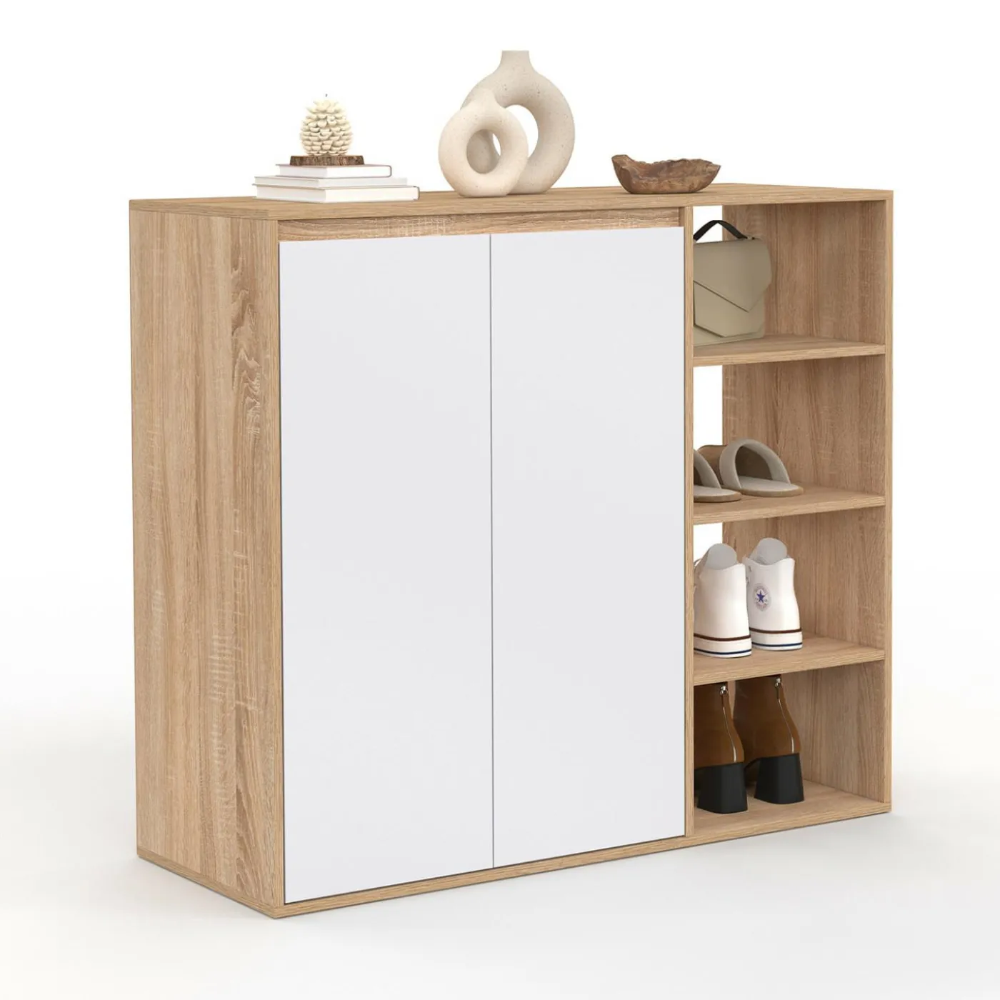 Armoire à chaussures 12 paires 2 portes et 4 étagères