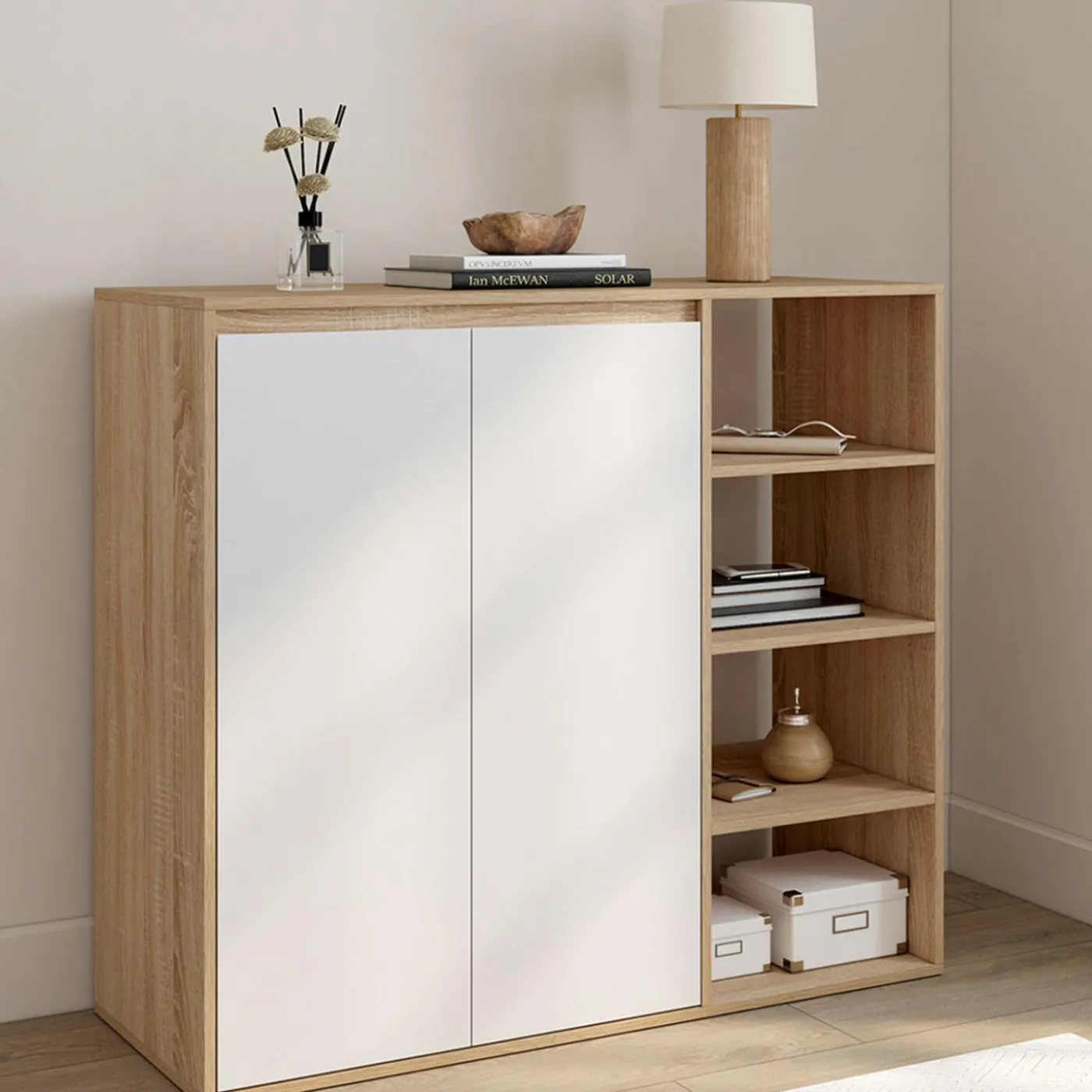 Armoire à chaussures 12 paires 2 portes et 4 étagères