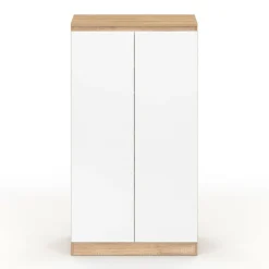 Armoire à chaussures 18 paires 2 portes blanc et effet bois
