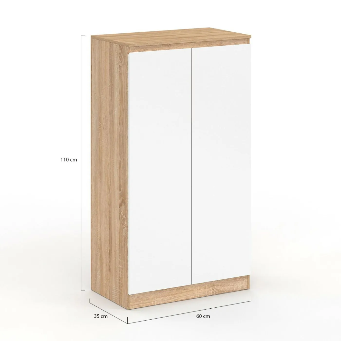 Armoire à chaussures 18 paires 2 portes blanc et effet bois