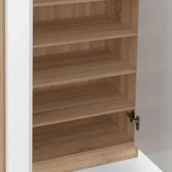 Armoire à chaussures 18 paires 2 portes blanc et effet bois