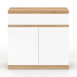 Armoire à chaussures 12 paires 2 portes 1 tiroir blanc et effet bois
