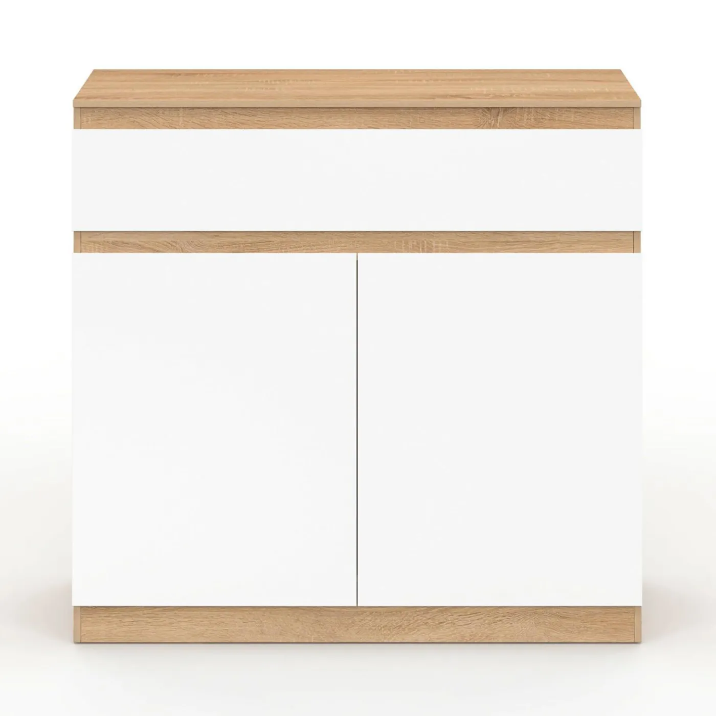 Armoire à chaussures 12 paires 2 portes 1 tiroir blanc et effet bois