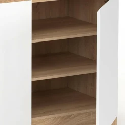 Armoire à chaussures 12 paires 2 portes 1 tiroir blanc et effet bois
