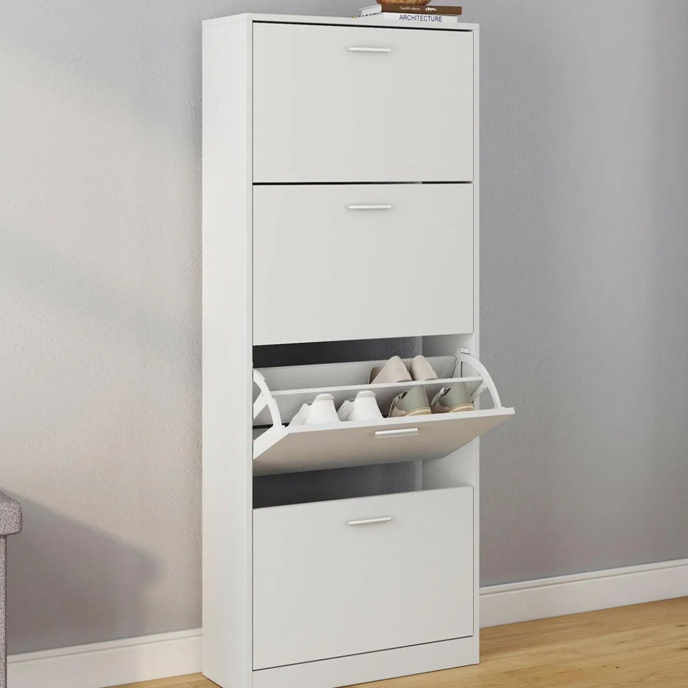 Armoire à chaussures 4 portes blanche