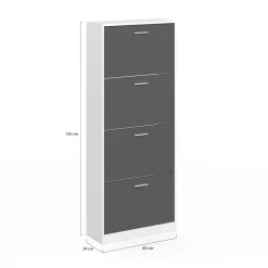 Armoire à chaussures 4 portes grises