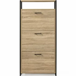 Armoire à chaussures avec étagère bois et métal