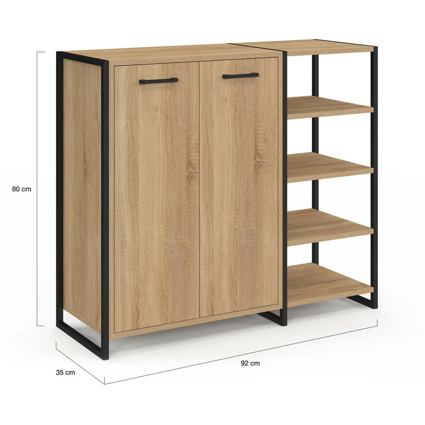 Armoire à chaussures design industriel 12 paires 2 portes et 4 étagères