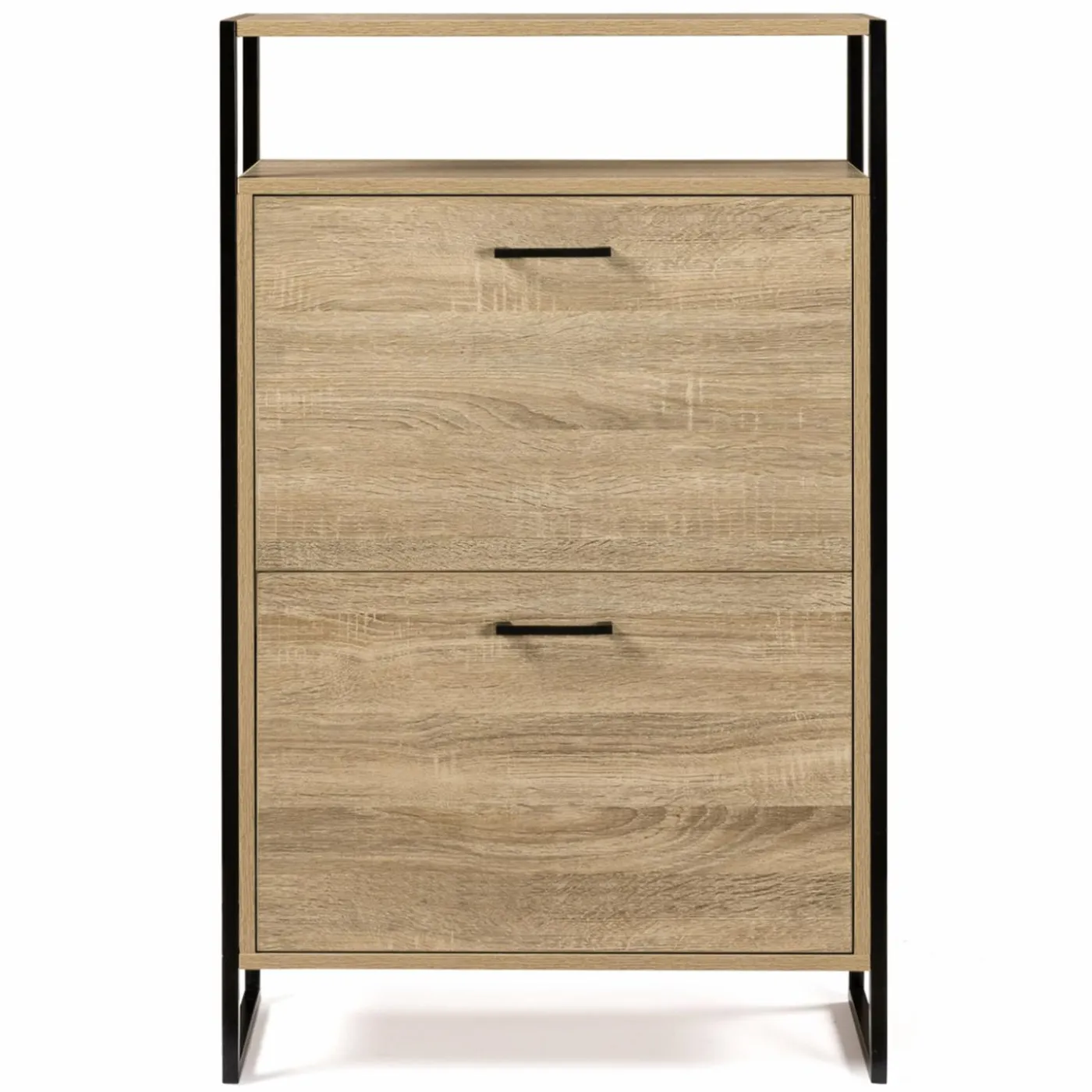 Armoire à chaussures industrielle avec étagère bois et métal