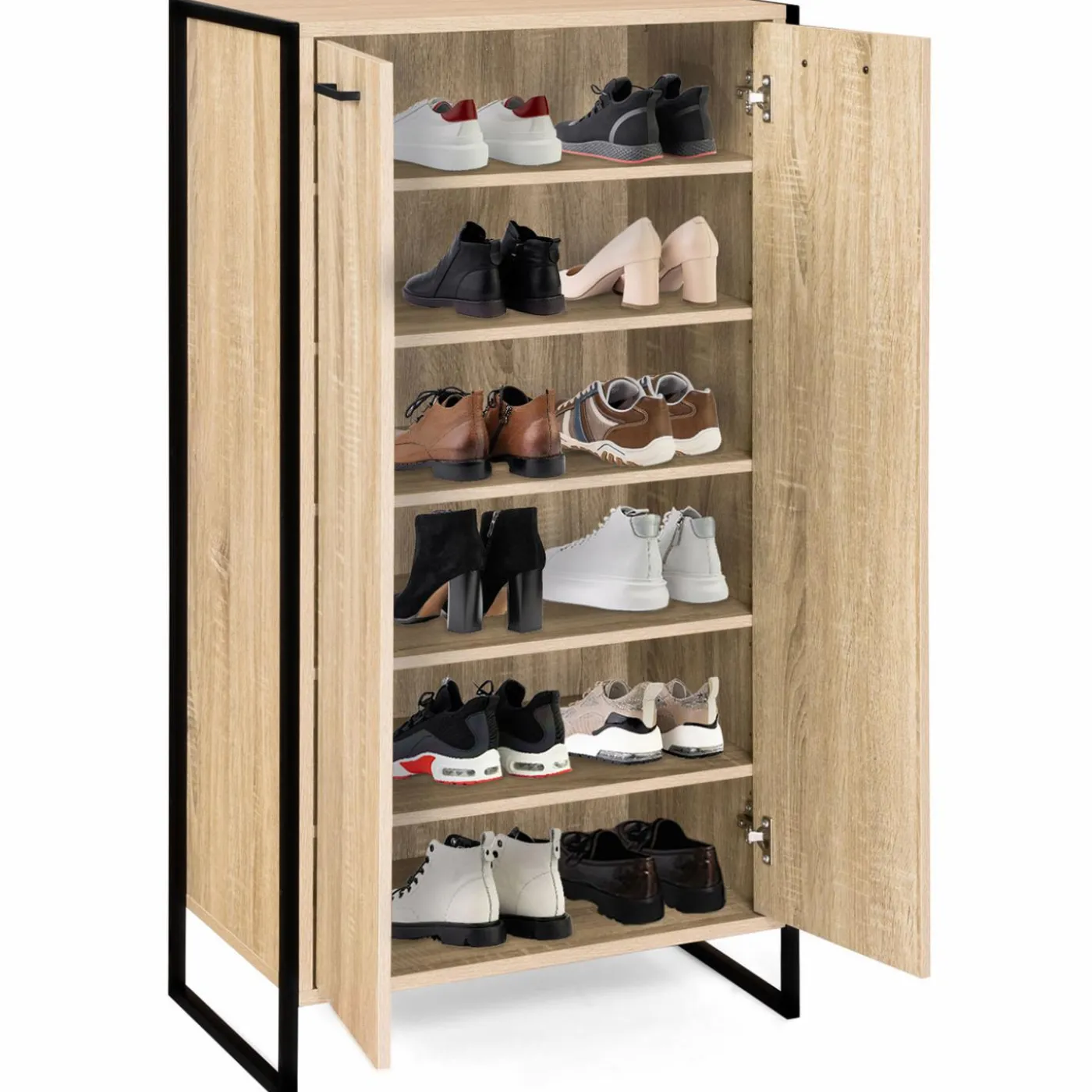 Armoire à chaussures industrielle bois et métal