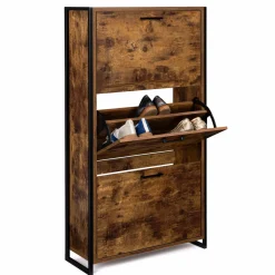 Armoire à chaussures industrielle 3 portes effet vieilli