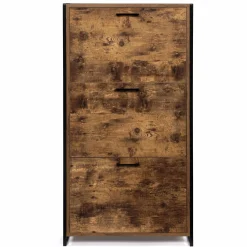 Armoire à chaussures industrielle 3 portes effet vieilli