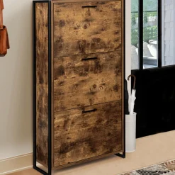 Armoire à chaussures industrielle 3 portes effet vieilli