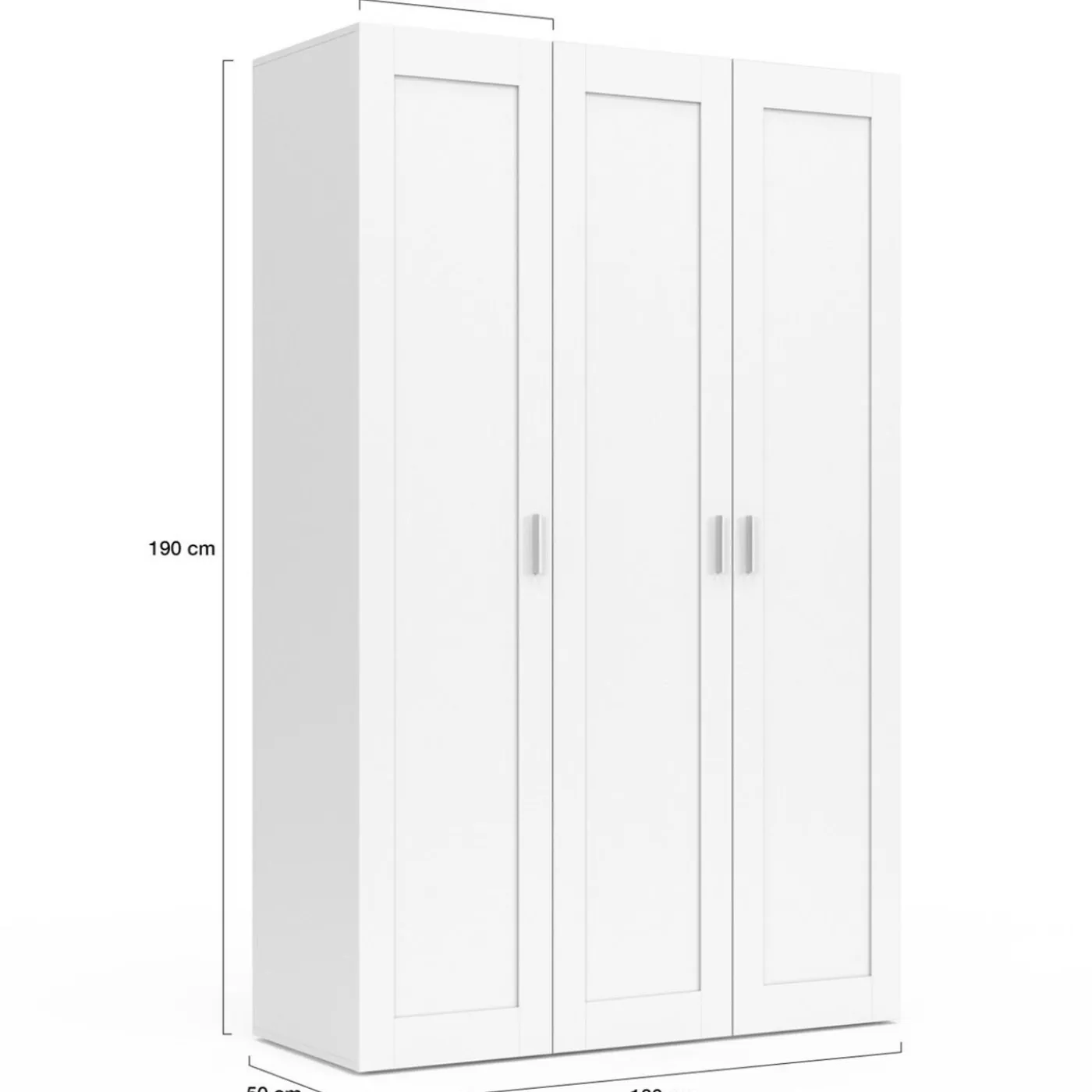 Armoire 3 portes blanche penderie et rangement 120 cm