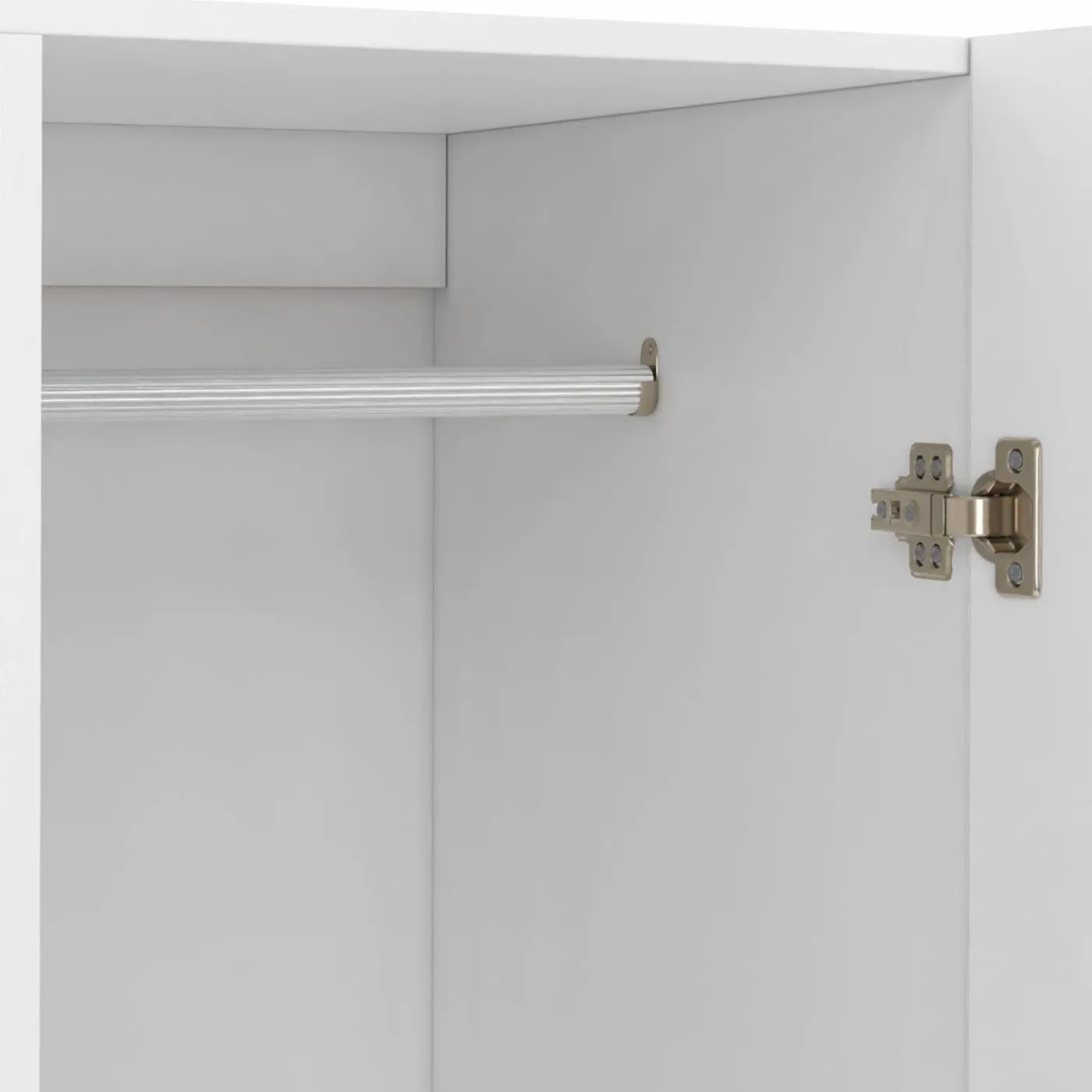 Armoire 2 portes blanche penderie avec miroir et 2 tiroirs 80 cm