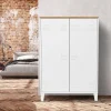 Armoire basse industrielle 2 portes métal noir et plateau bois