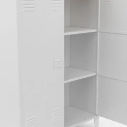 Armoire basse industrielle 2 portes métal noir et plateau bois