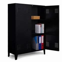 Armoire basse métallique noire