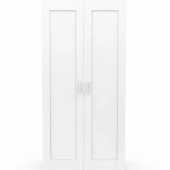 Armoire blanc et bois 2 portes et étagères