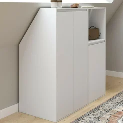 Armoire blanche sous pente 3 portes 1 niche