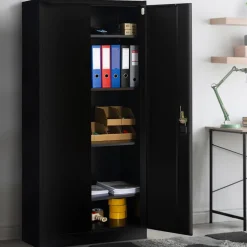 Armoire de bureau en métal noir 80x180 cm