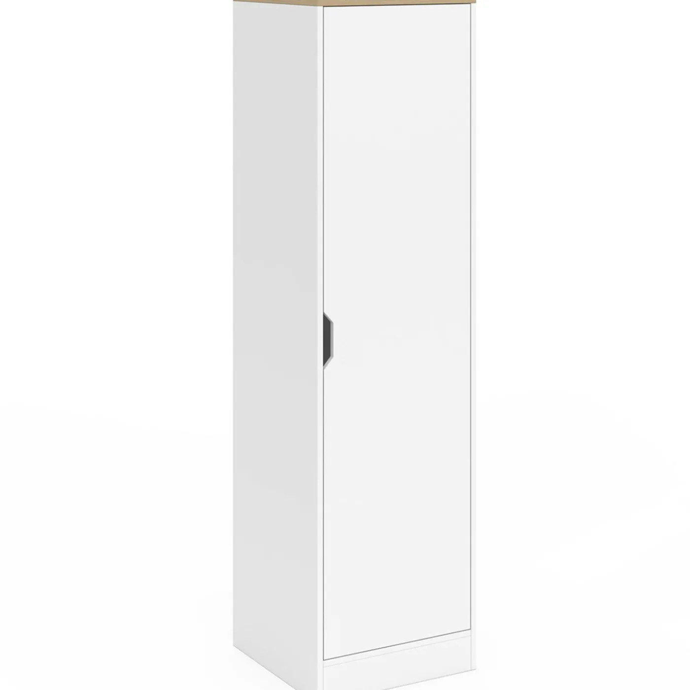 Armoire de rangement 1 porte avec étagères blanc et bois