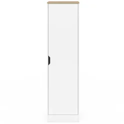 Armoire de rangement 1 porte avec étagères blanc et bois