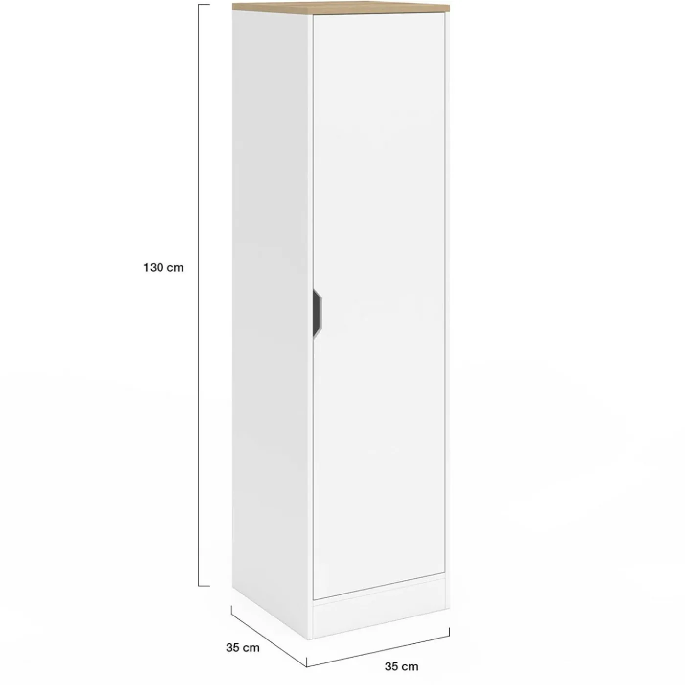 Armoire de rangement 1 porte avec étagères blanc et bois