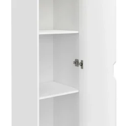 Armoire de rangement 1 porte avec étagères blanc et bois