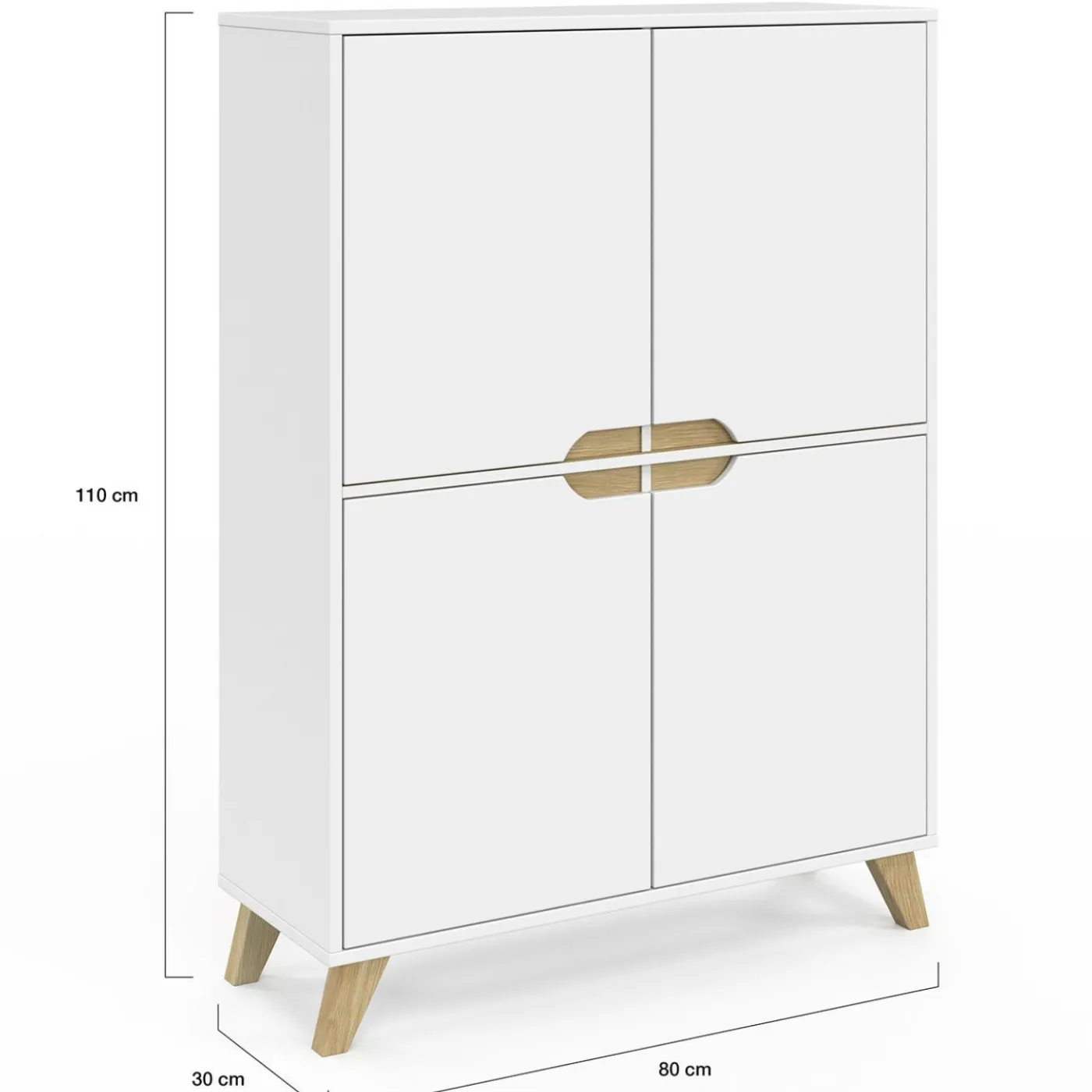 Armoire de rangement scandinave avec 4 portes bois blanc
