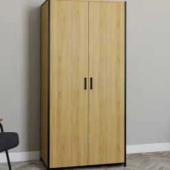 Armoire grande capacité avec penderie et étagères