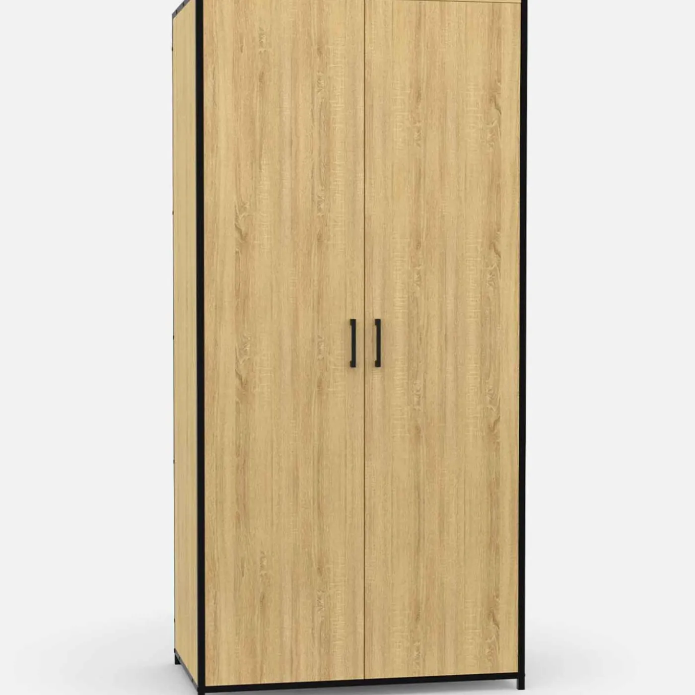 Armoire grande capacité avec penderie et étagères