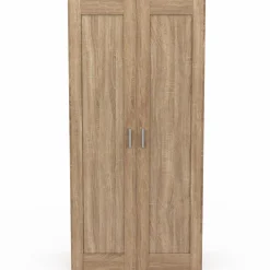 Armoire penderie en hêtre avec 2 portes et étagères