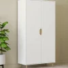 Armoire scandinave 2 portes blanche penderie 80 cm avec étagères rangement