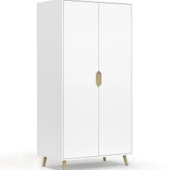 Armoire scandinave 2 portes blanche penderie 80 cm avec étagères rangement