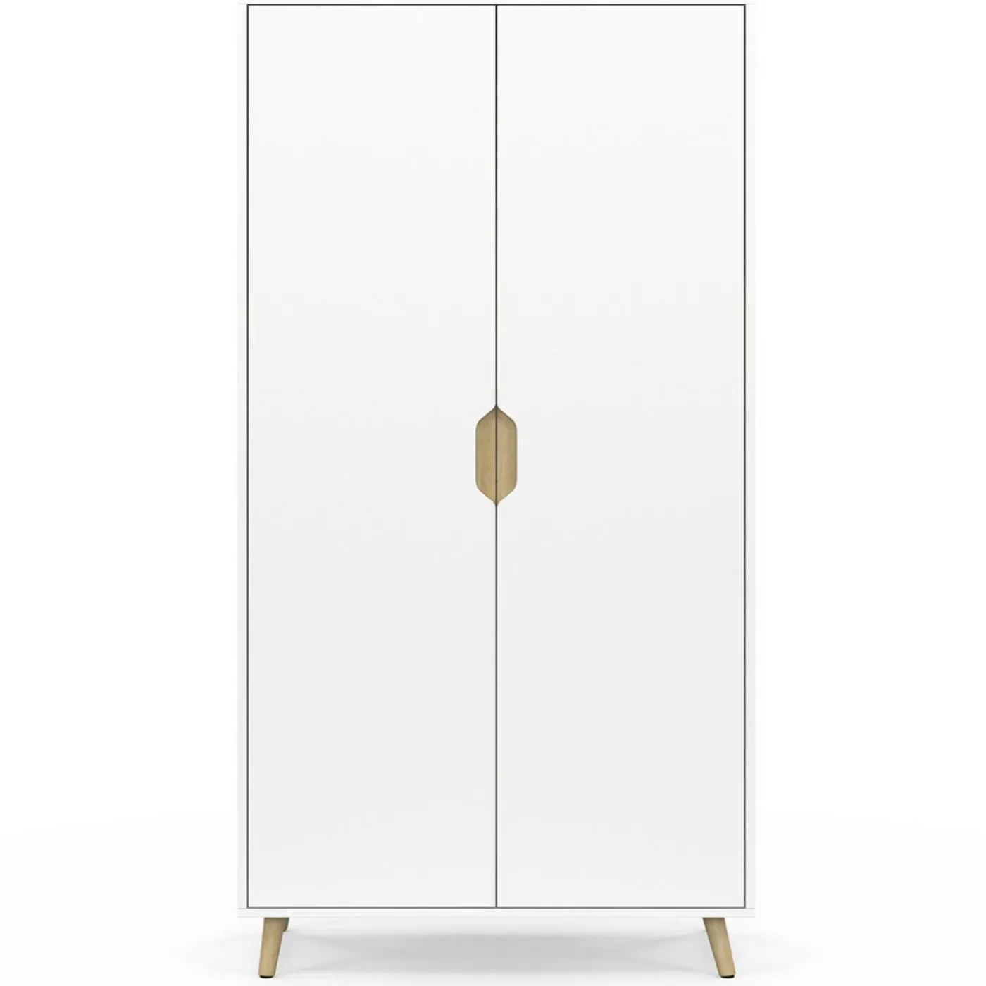 Armoire scandinave 2 portes blanche penderie 80 cm avec étagères rangement