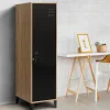 Armoire vestiaire bois et porte métallique noir design industriel