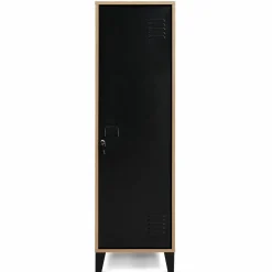 Armoire vestiaire bois et porte métallique noir design industriel