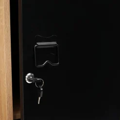 Armoire vestiaire bois et porte métallique noir design industriel