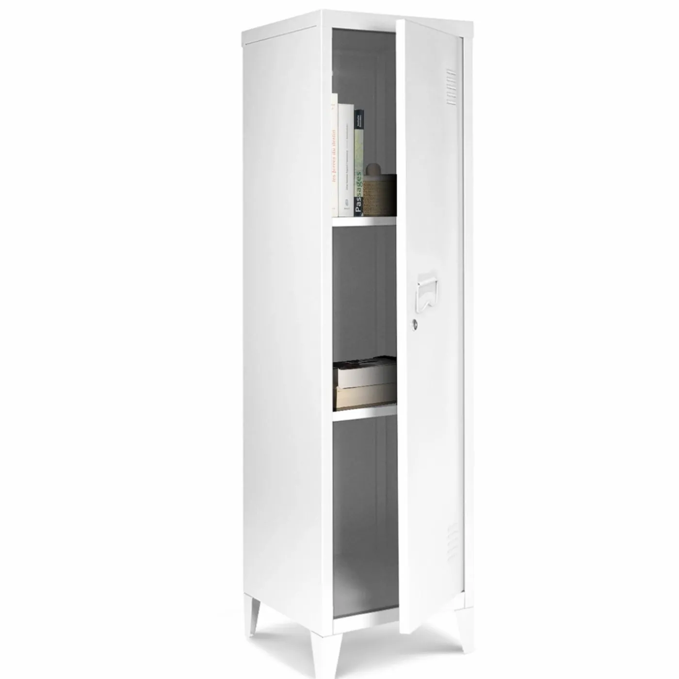 Armoire vestiaire porte métal blanche industrielle