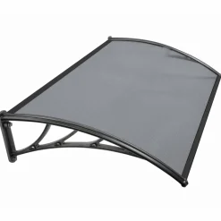 Auvent de porte marquise en polycarbonate noire 80 x 120 cm