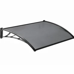 Auvent de porte marquise en polycarbonate noire 80 x 120 cm