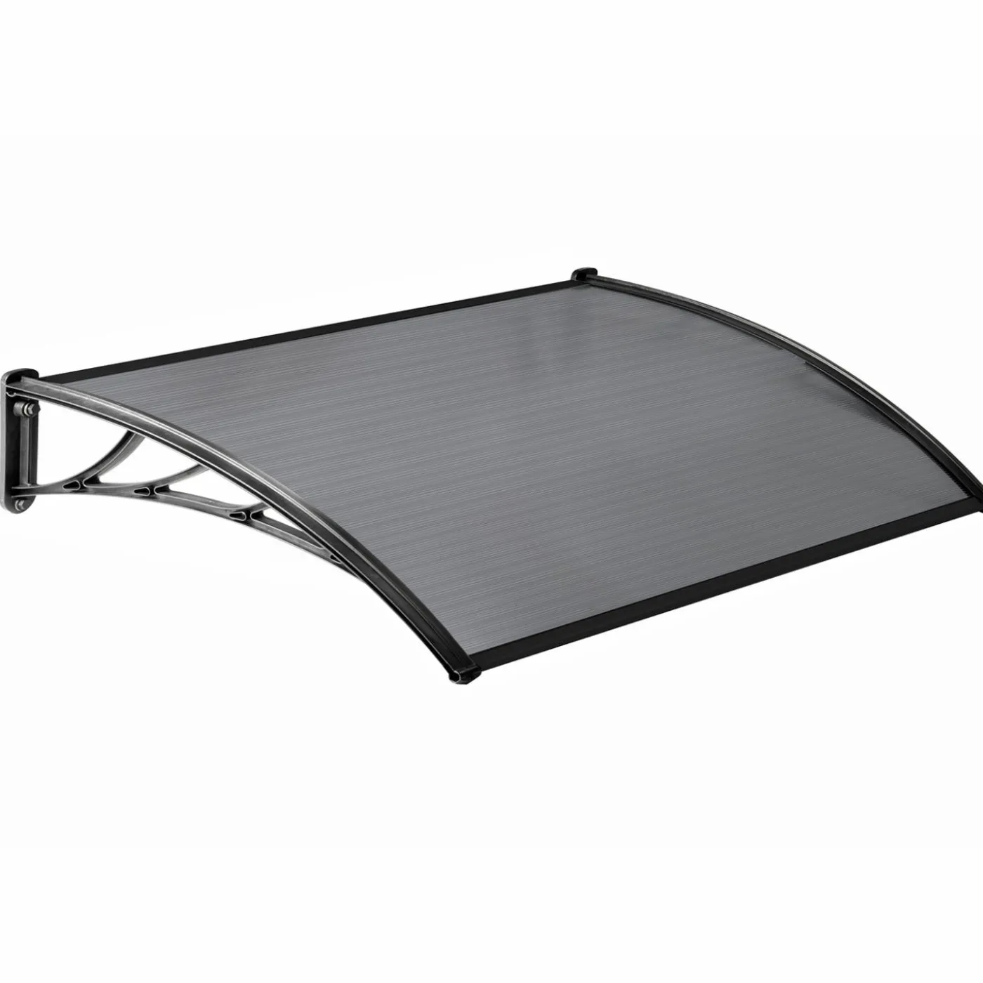 Auvent de porte marquise en polycarbonate noire 80 x 120 cm