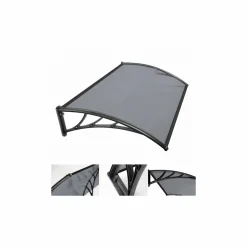 Auvent de porte marquise en polycarbonate noire 80 x 120 cm