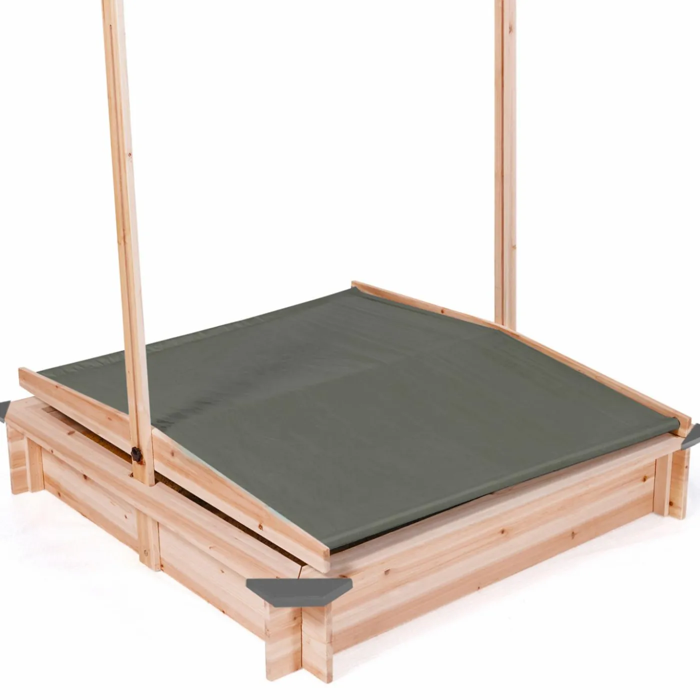 Bac à sable en bois avec toit gris refermable
