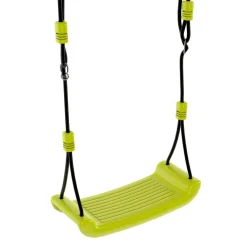 Balançoire 3 agrès portique avec 2 balançoires, 1 face à face et toboggan