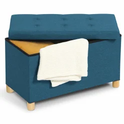 Banc coffre bleu canard 76 cm