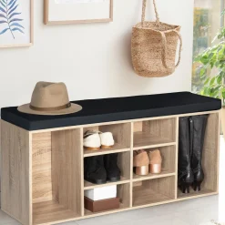 Banc d’entrée range chaussures bois imitation hêtre